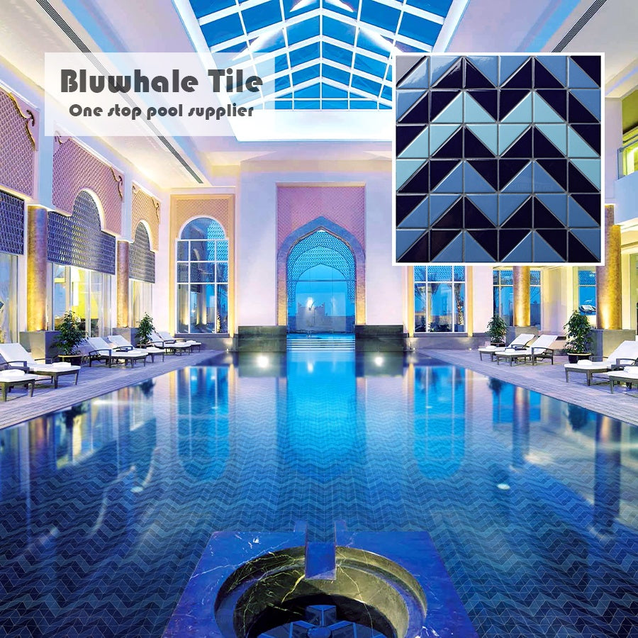 Outdoor Swimming Pool Porcelain Triangle Mosaic Tiles 