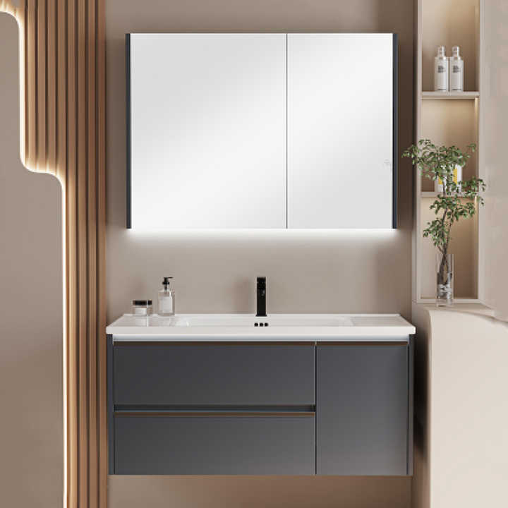 Luxury Lightweight Solid Wood Bathroom Storage Cabinet Custom Size, Wall Mounted Bathroom Cabinet With Mirrored Sink 