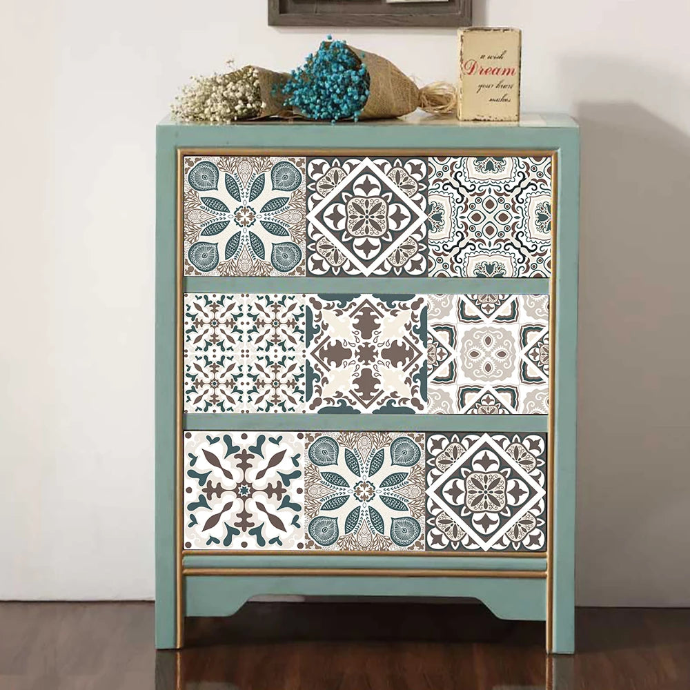 10 Pieces PVC Blue Gray Brick Wall Stickers