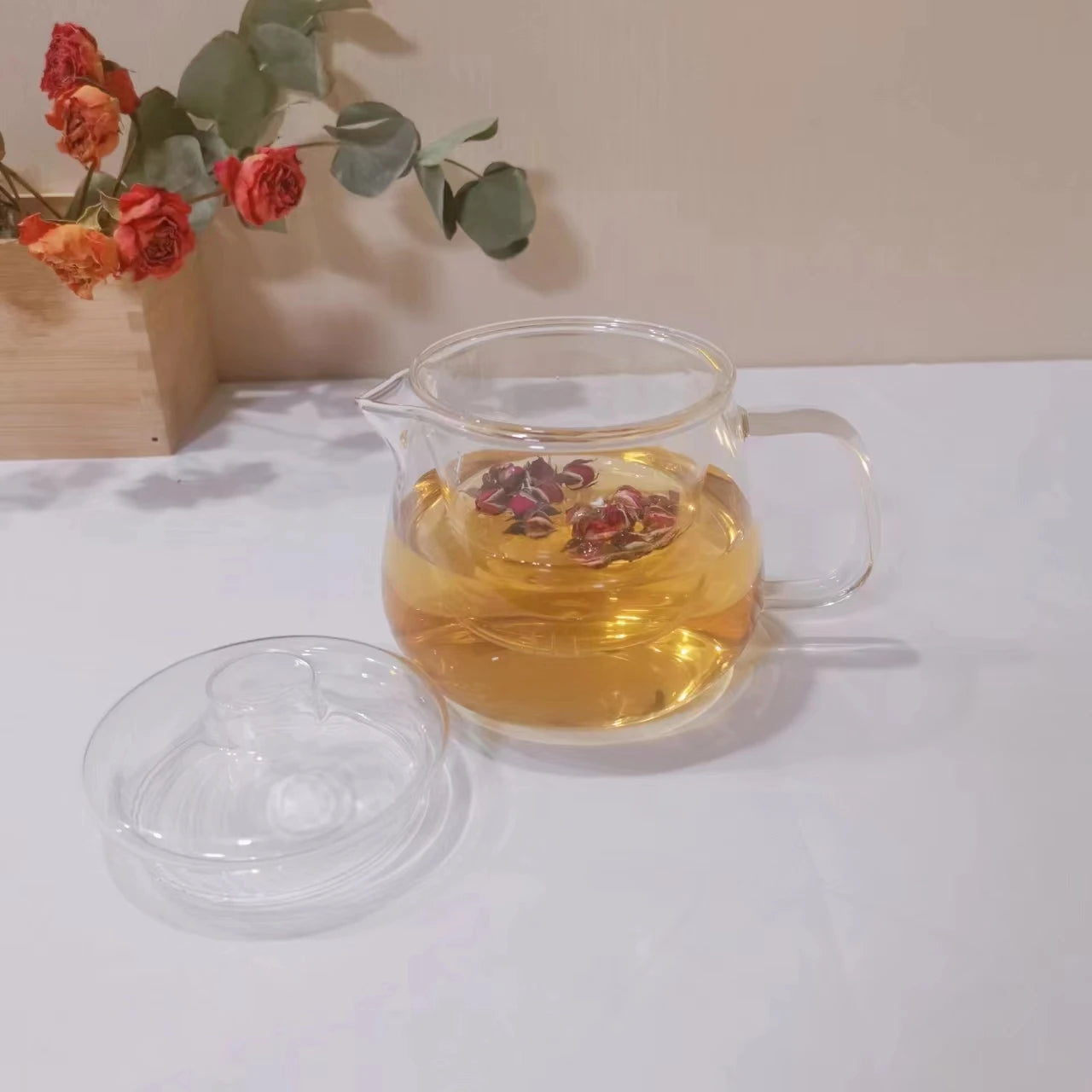 Clear Borosilicate Glass Tea Pot with Infuser for Drinking  Milk Juice Beer Wine