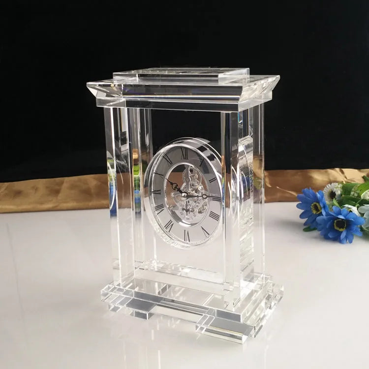 Small Bridge Wholesale Customization New Design Large Crystal Desk Clock for Home Decoration