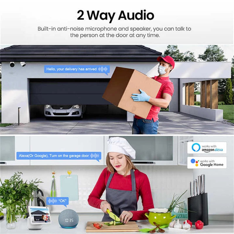 Tuya 1080p WiFi Camera Smart Garage Door Surveillance