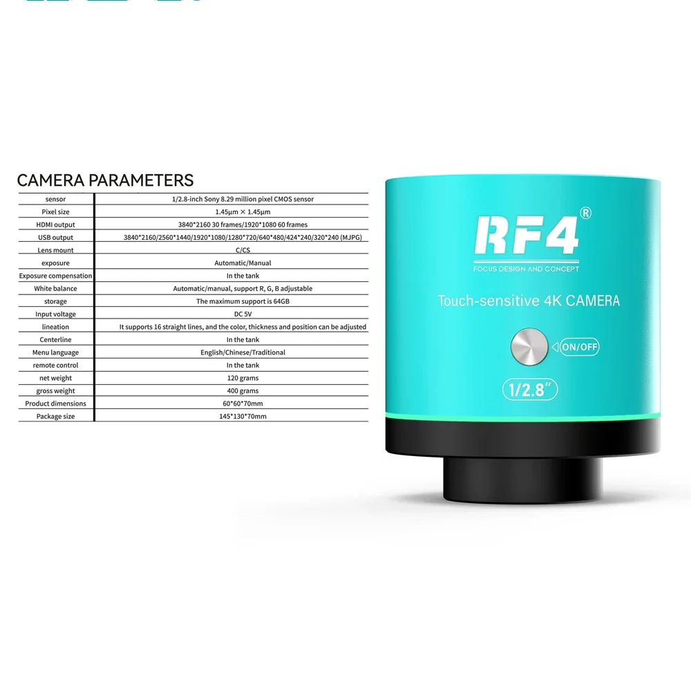 RF4 4K 3-Eye Microscope with Camera for PCB Repair