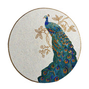 Decorative glass bricks luxury wall painting peacock mosaic tile painting 