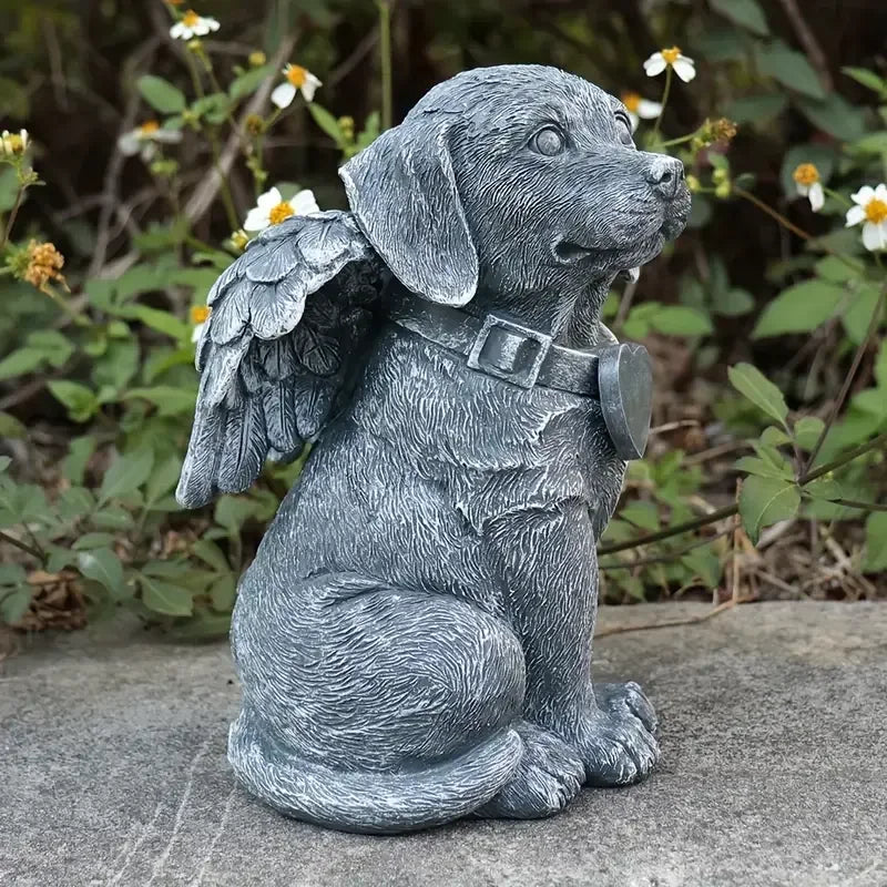 Angel Winged Dog Resin Statue Heart Accentuated Garden Memorial Figurine for Outdoor Home Decor Gifts Sea Style Art Inspiration - Daisan Mart