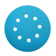 Abrasive disc with blue hook and loop sandpaper backing 