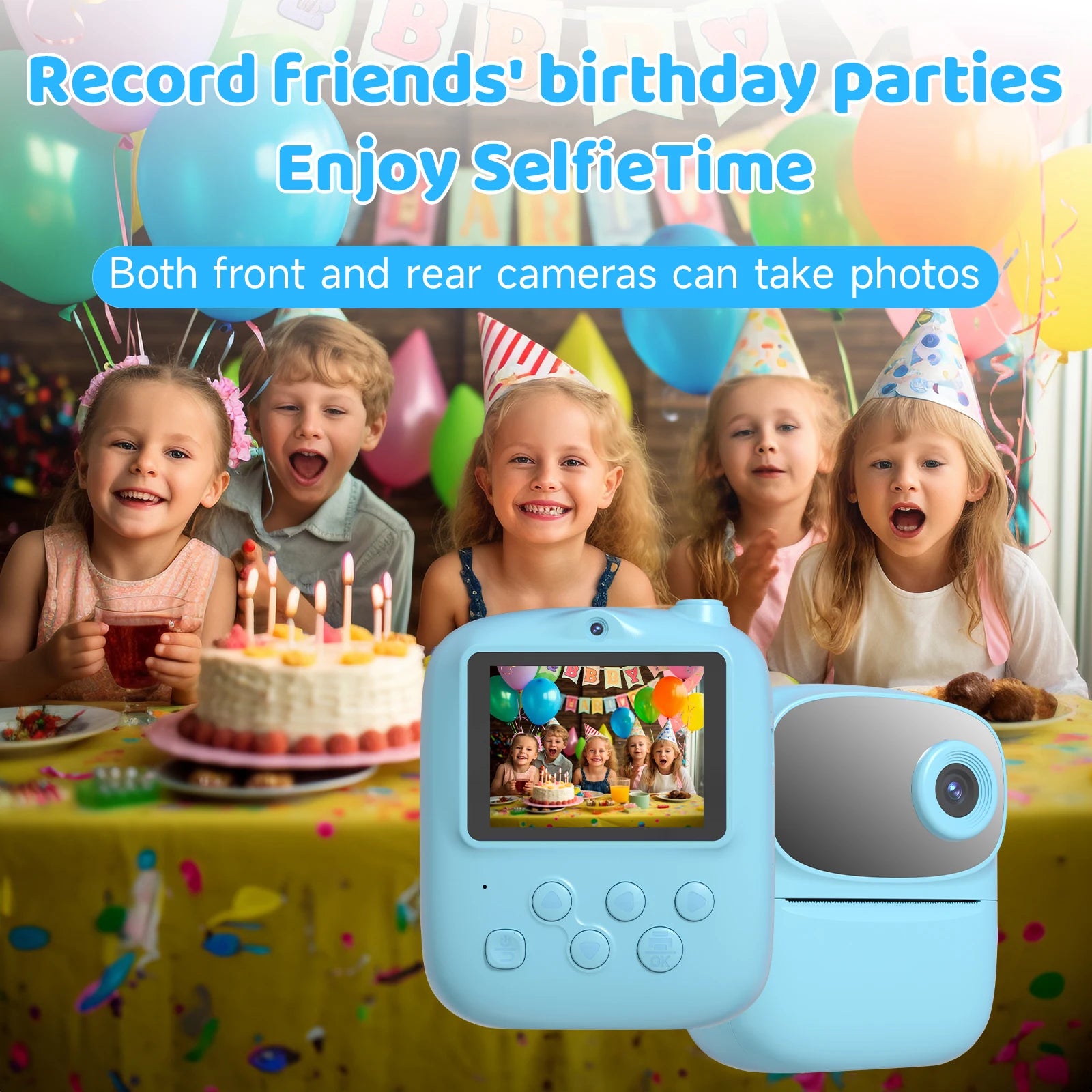 Máy Ảnh In Ảnh Mini Trẻ Em 2.4 Inch Sạc Lại Giáng Sinh