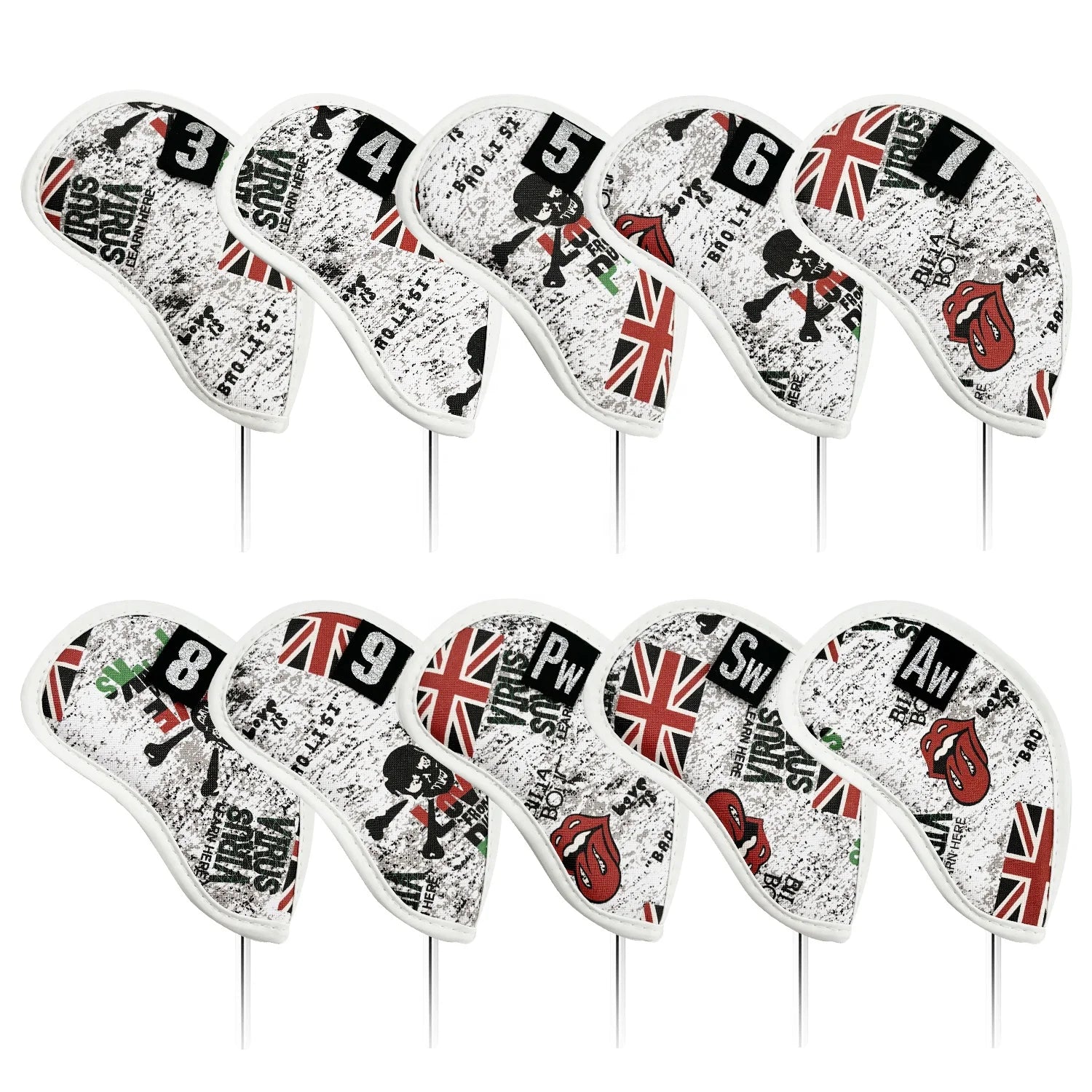 Luxury Custom Skull Embroidery Leather Golf Club Cover Set