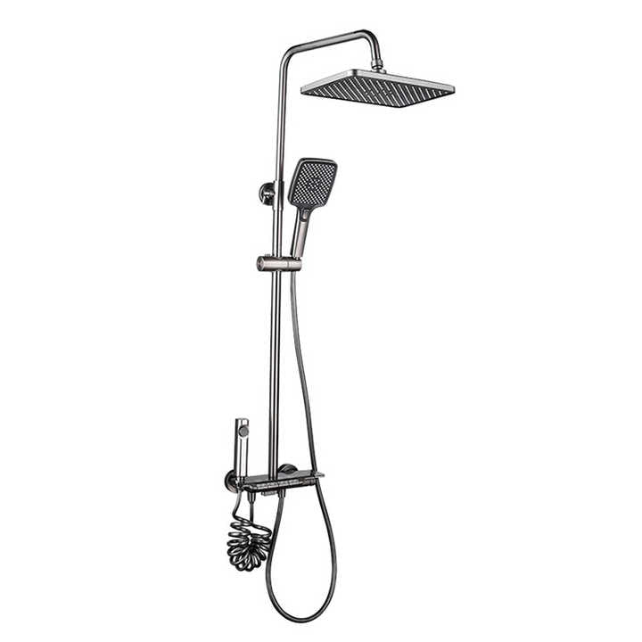 Luxury brass shower set with 4 functions, bathroom wall mounted shower 