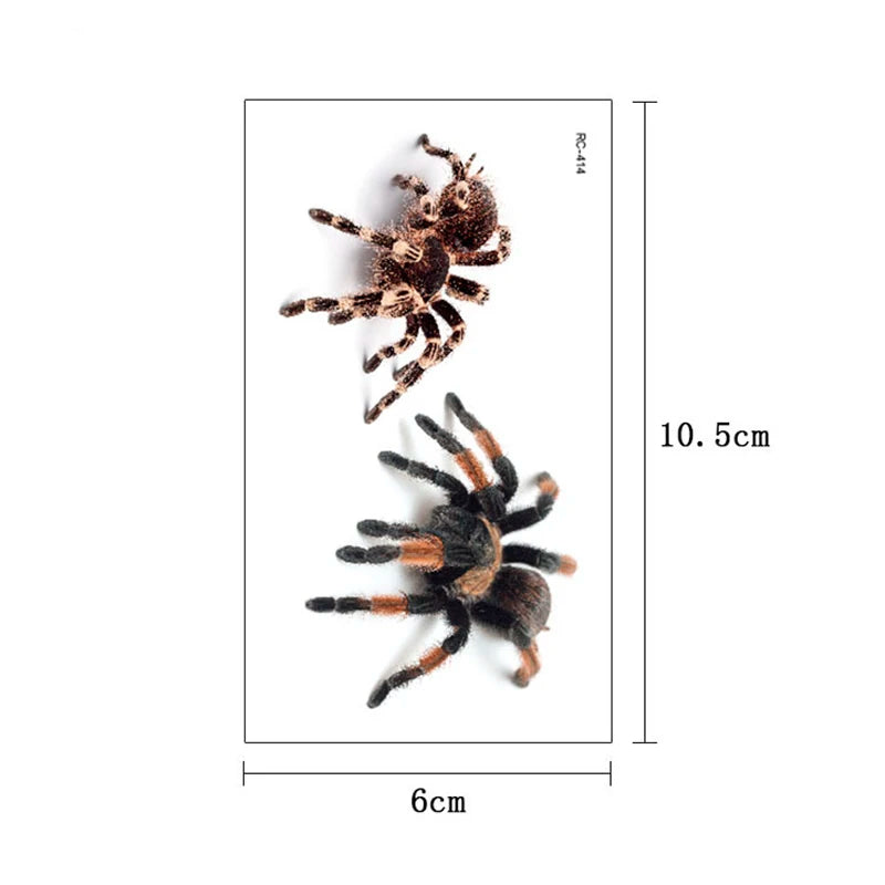 3D Spider Tattoo Scorpion Temporary Tattoo Stickers For Halloween Fake Tatto Body Art Tatuajes Joke Tatouage Temporaire