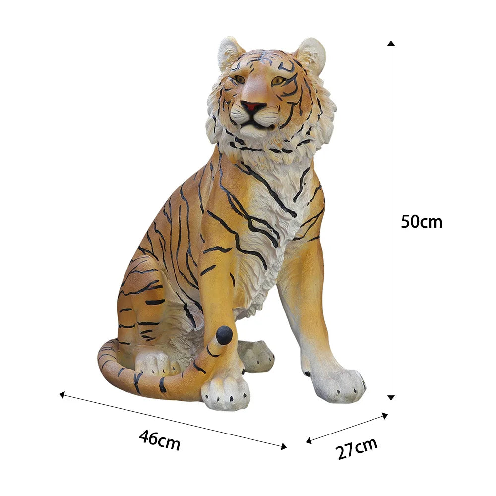 US Stock Lifelike Yellow Tiger Resin Statue, Outdoor Garden Animal Decor - Daisan Mart