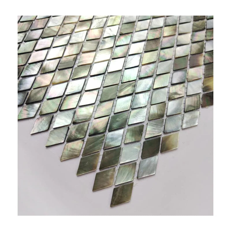 Rhombus Mother of Pearl Mosaic Tile Seashell Mosaic Tile for Wall Natural oyster Black butterfly Gold White Affordable - Daisan Mart