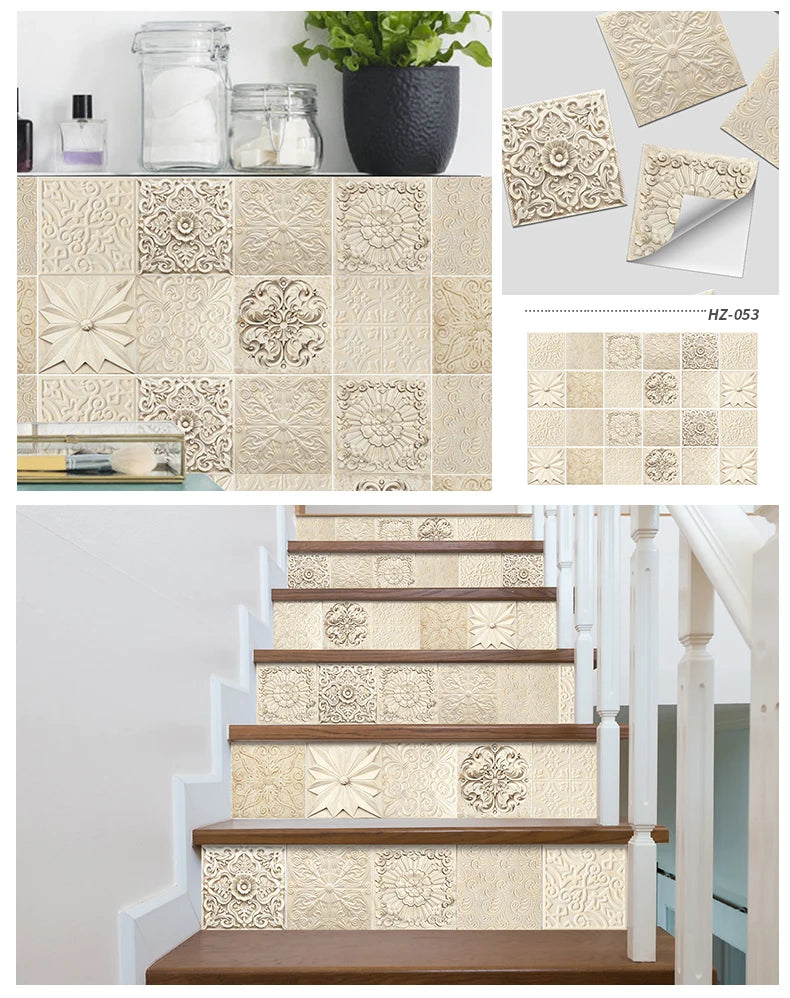 24pcs/set Light Color Tiles Sticker Wall Stickers Kitchen Bathroom Home Renovation Wallpaper Waterproof Self-adhesive Wall Decal