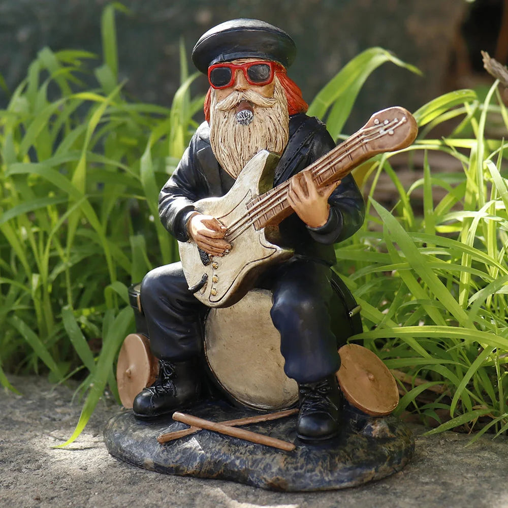 Gnome-Shaped Resin Statue Musician Figurine for Garden & Outdoor Christmas Display Painted Animal Anime Theme