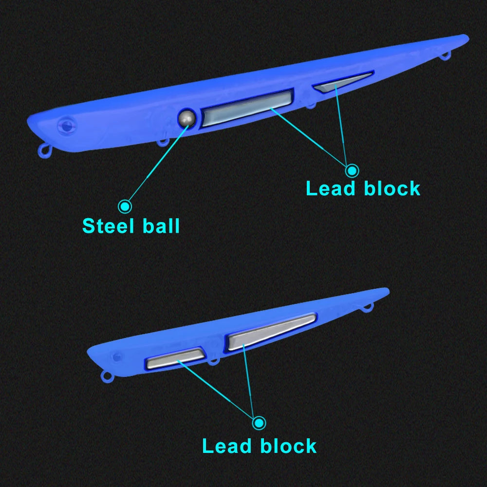 Hunthouse fishing lure pencil 99mm 18.5g 155mm 31.5g swimbait set ruf manic bait sinking origin hook for sea bass bluefish perch