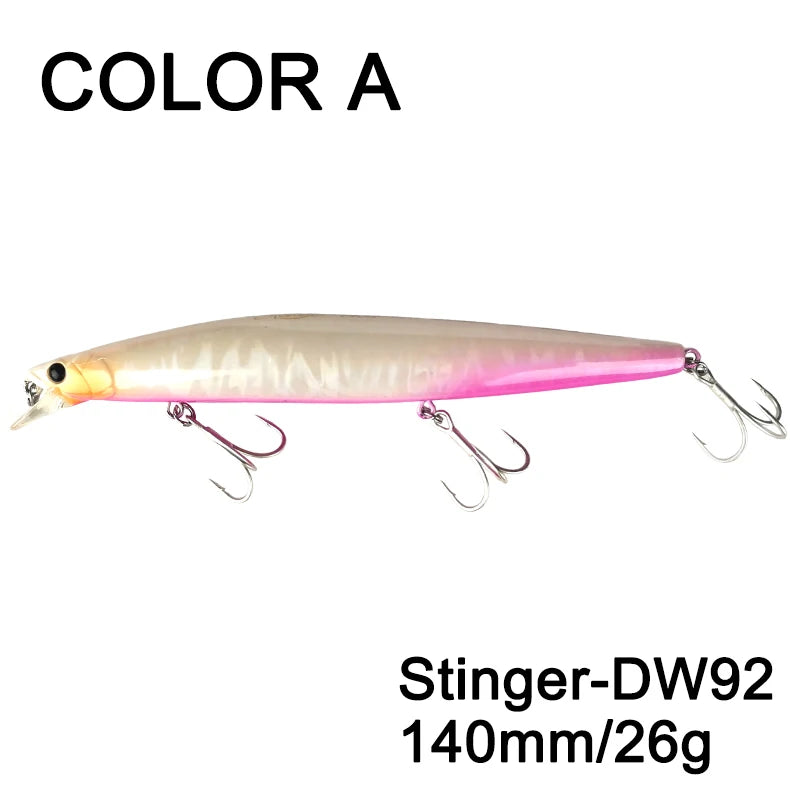 TSURINOYA 140mm 26g DW92 Sinking Minnow Saltwater Freshwater Black Bass Pike Bait Long Casting Sinker Weight Jerkbait Wobblers