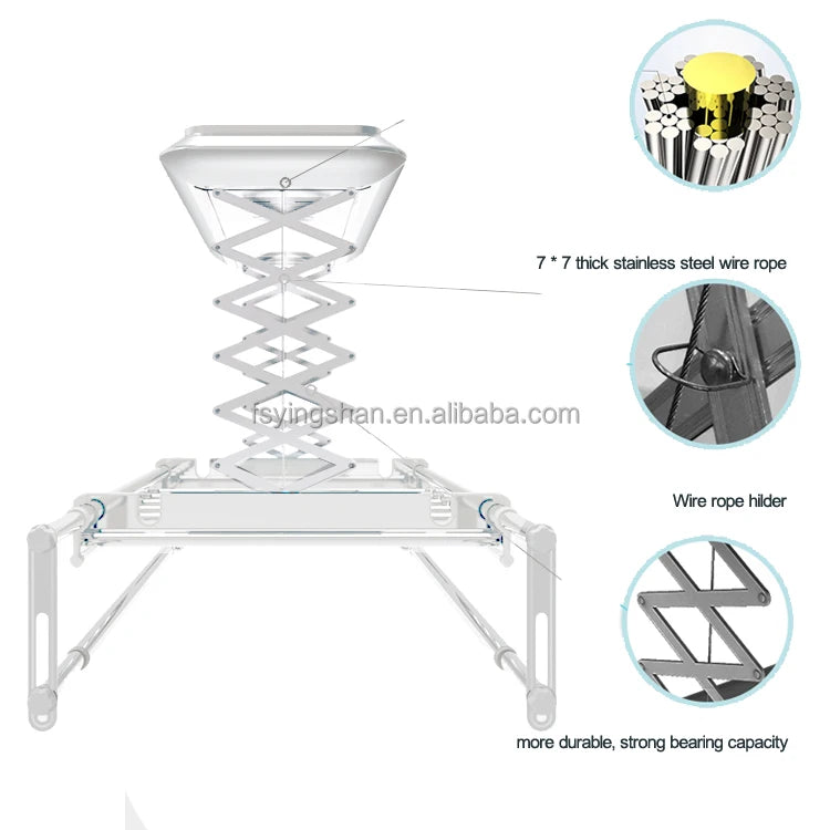 Smart Electronic Folding Balcony Dryer Rack Automatic Laundry Clothes Hangers Machine Silver Aluminum Foldable Cloth Dryer