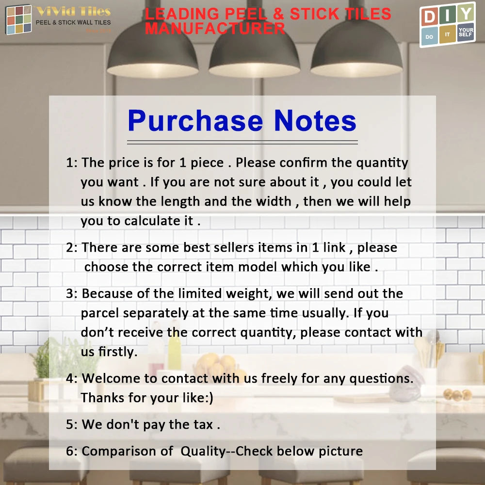 Premium 12x12 inch Kicthen Bathroom Backsplash Wall Stickers Self adhesive vinyl wallpaper shell and stick 3D Metro effect tiles