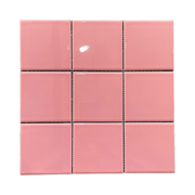 Wholesale 6mm 97x97mm modern pink glazed ceramic mosaic tiles for interior wall floor for hotel villa living room 