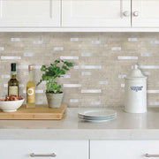 Self Adhesive Mosaic Peel and Stick Wall Tiles for Kitchen Stone Pattern Kitchen Wall Stickers Metal PVC DIY 