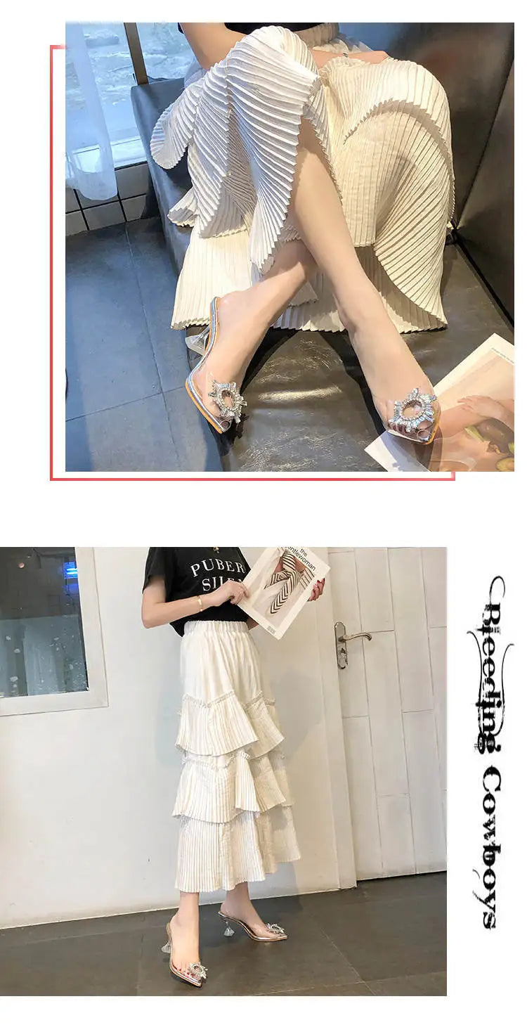 Giày Cao Gót Trong Suốt Sang Trọng Dự Tiệc Cưới Nữ