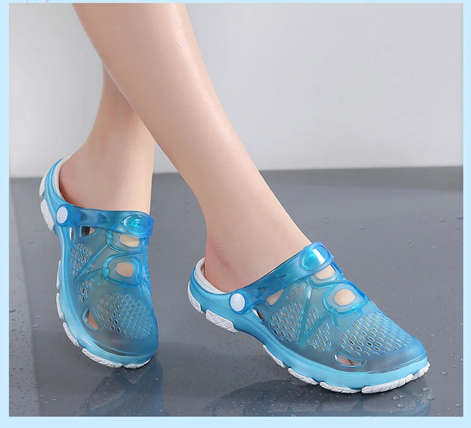 Dép Sandal Nữ Mùa Hè Thoải Mái Màu Kẹo PVC Bãi Biển