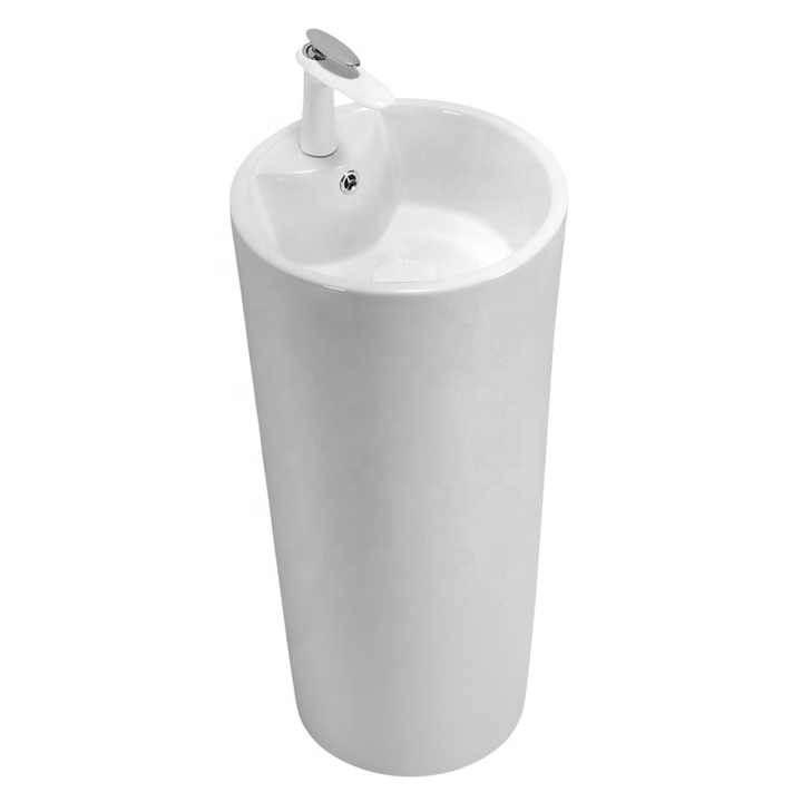 HAMMEI custom high temperature single-fired ceramic pedestal sink One-piece ceramic pedestal sink 