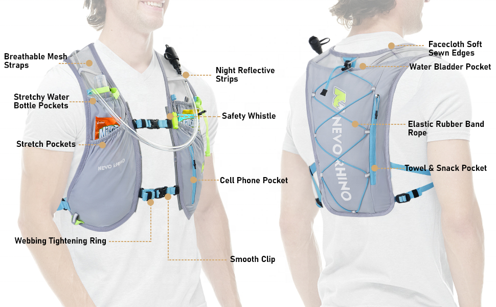 5.5L lightweight nylon hydration vest, adjustable size, versatile for outdoor sports, marathons, hiking and running 
