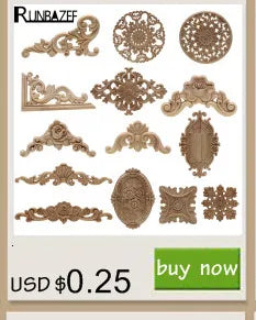 Wood Mouldings Wood Carving Door Onlay Wood Applique Wood Decal Antique Retro Modern Long Leaves Wooden Cabinet Furniture Corner
