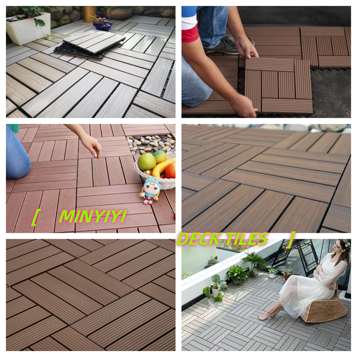 Modern durable, waterproof wood plastic outdoor flooring ruler, walnut, teak, maple color 