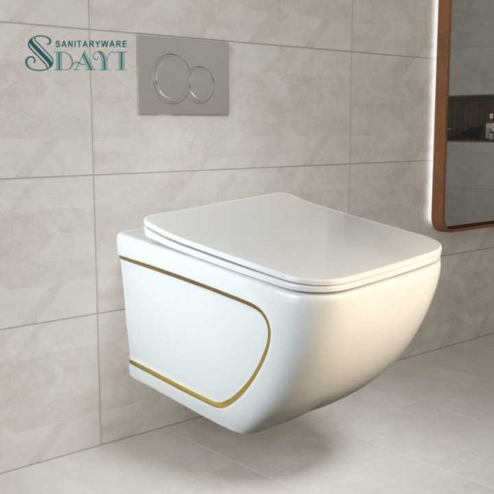 Simple and beautiful white SDAYI wall-hung toilet for hotel bathroom 