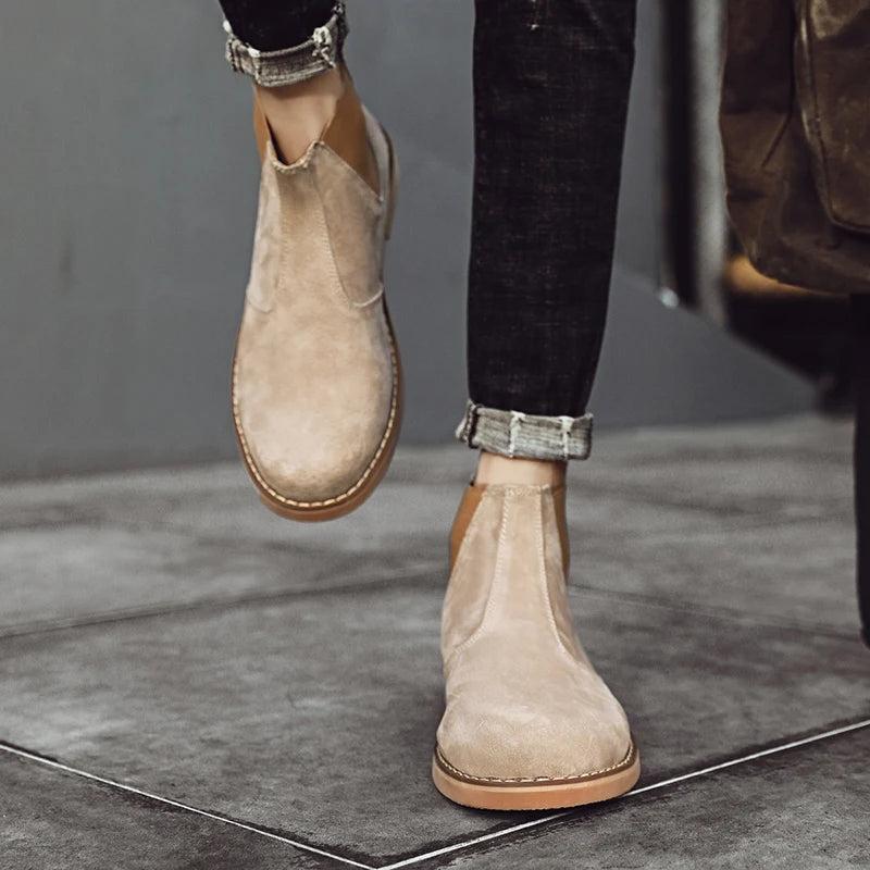 Giày Boot Nam Da Lộn Cổ Điển Ấm Áp Thời Trang