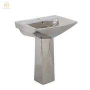 Modern silver ceramic diamond shaped wash basin, bathroom hand basin 