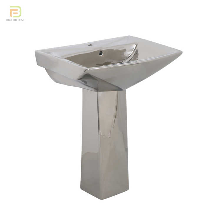 Modern silver ceramic diamond shaped wash basin, bathroom hand basin 
