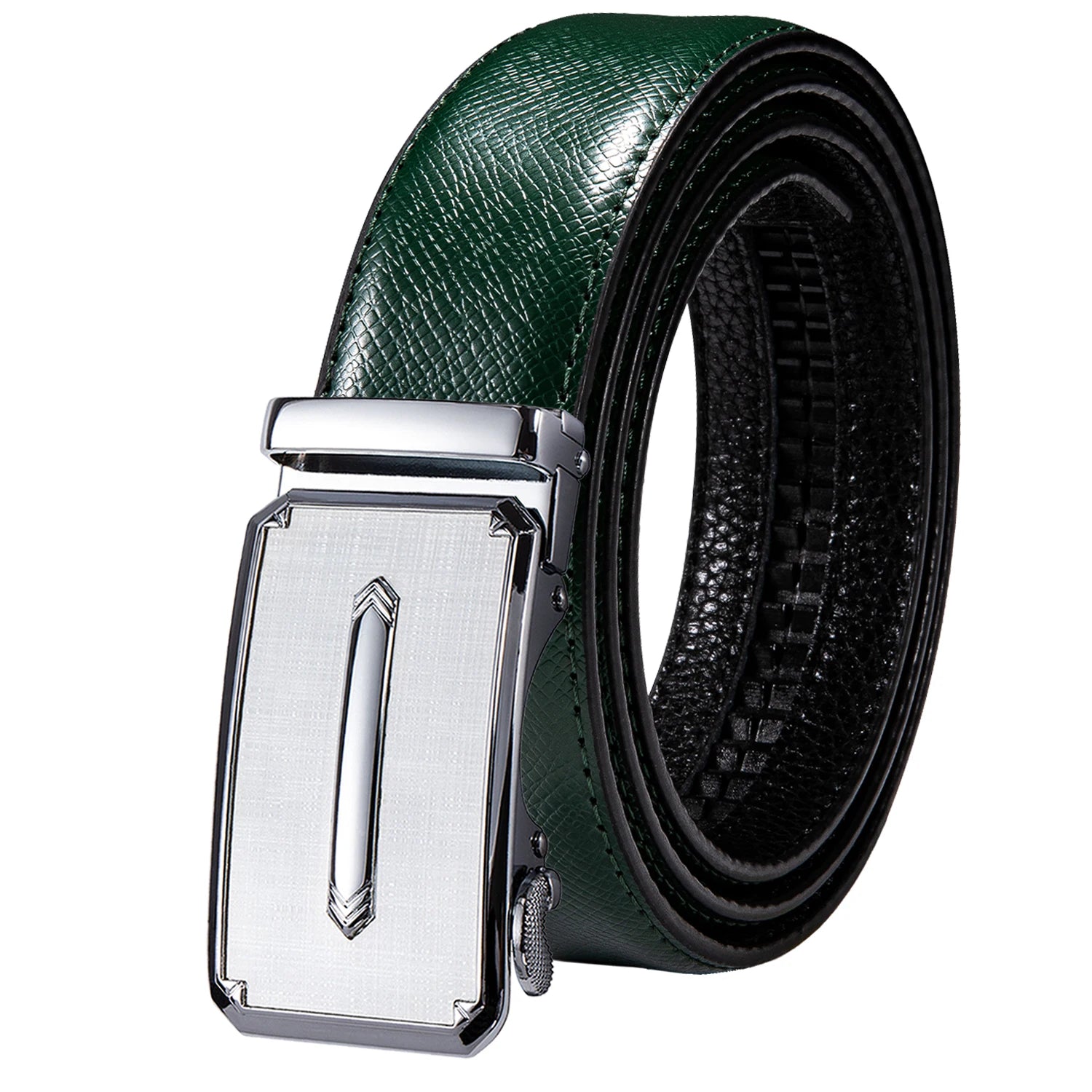 Men's Classy Blue Leather Belt, Automatic Buckle