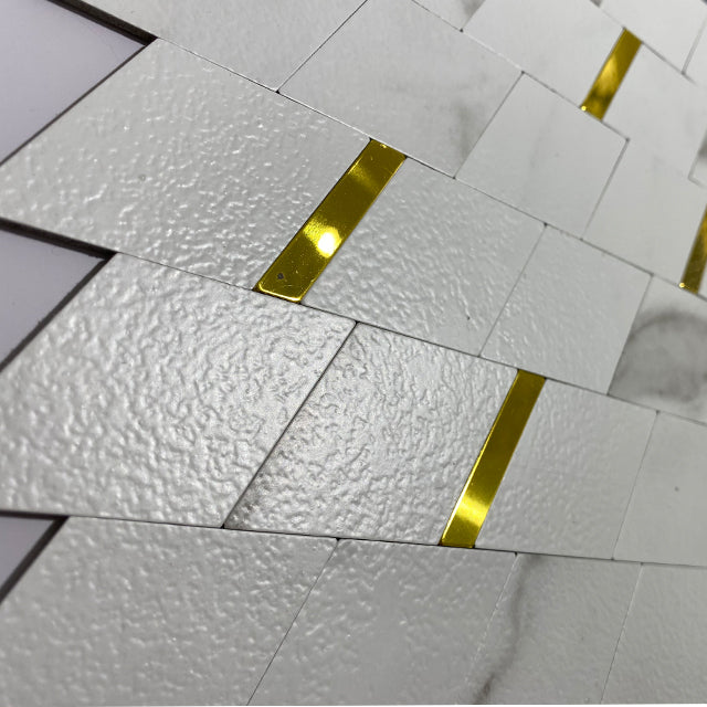Modern white mosaic PVC tiles, easy to install, 3M acrylic adhesive 