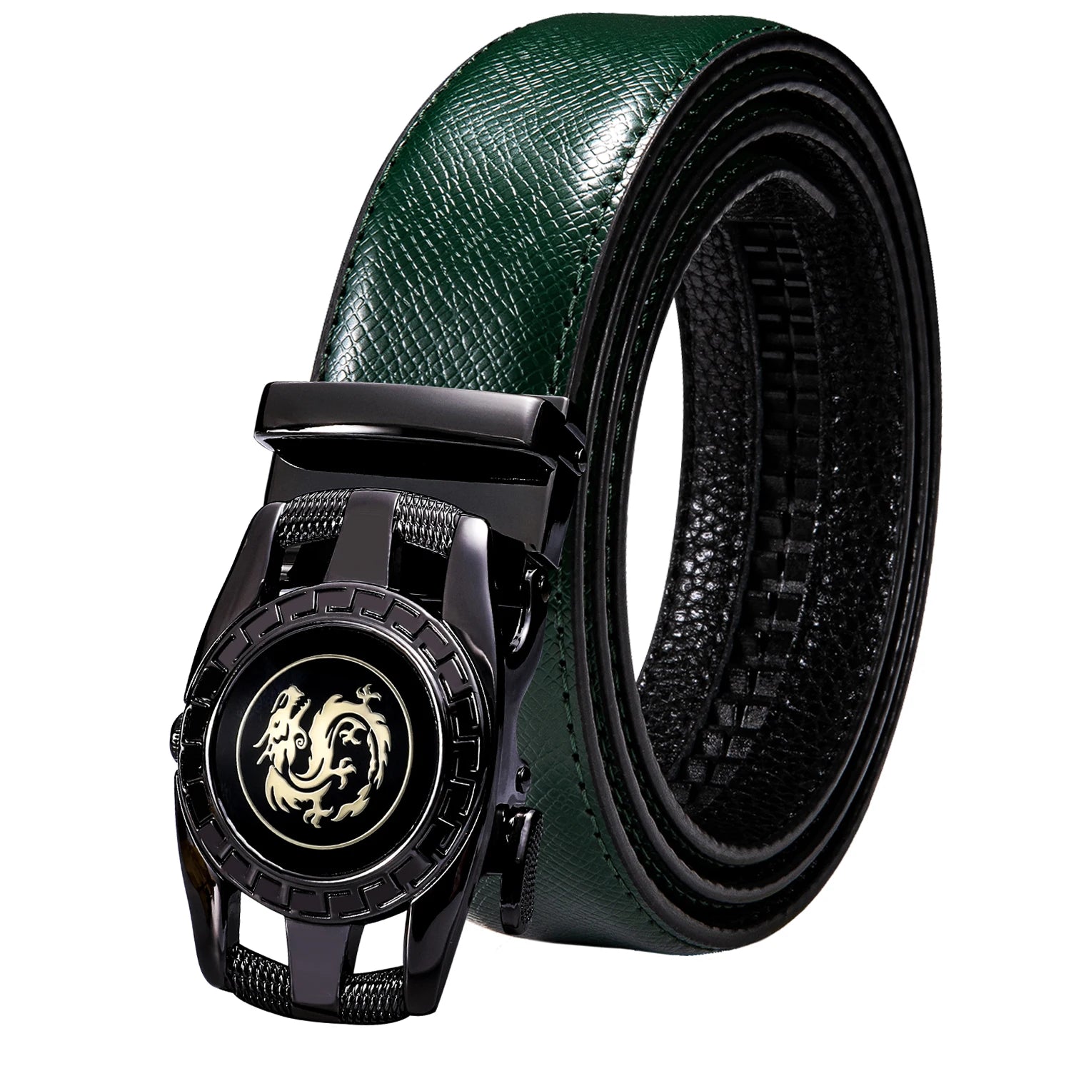 Men's Classy Blue Leather Belt, Automatic Buckle