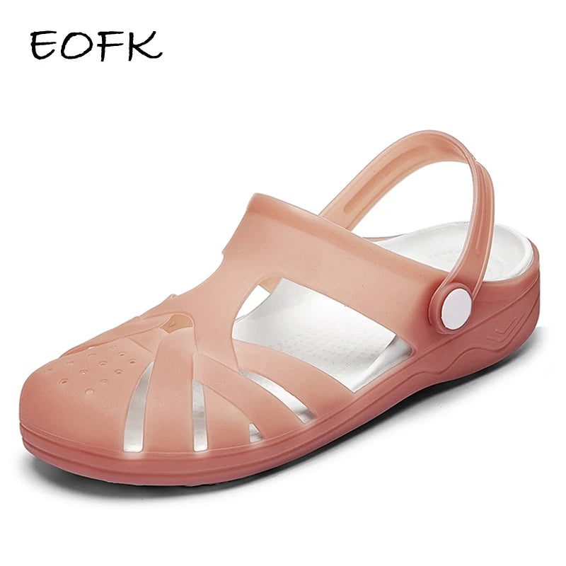 Dép Sandal Nữ Mùa Hè Thoải Mái Màu Kẹo PVC Bãi Biển