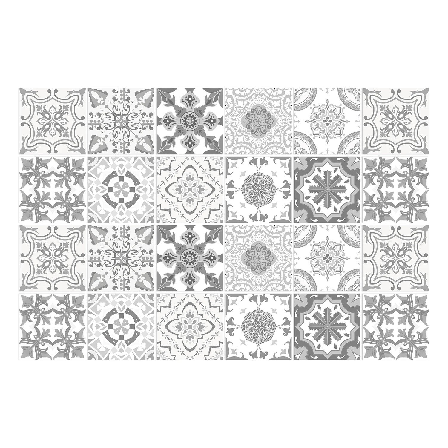 24pcs Retro Gray Kitchen Tile Sticker Wall Waterproof Self Adhesive Wallpaper PVC Furniture Cabinet Surface DIY Decorative Decal