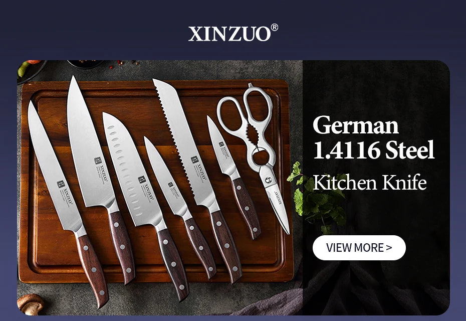 XINZUO 7-Piece Kitchen Knife Set Made of High-Quality German Steel
