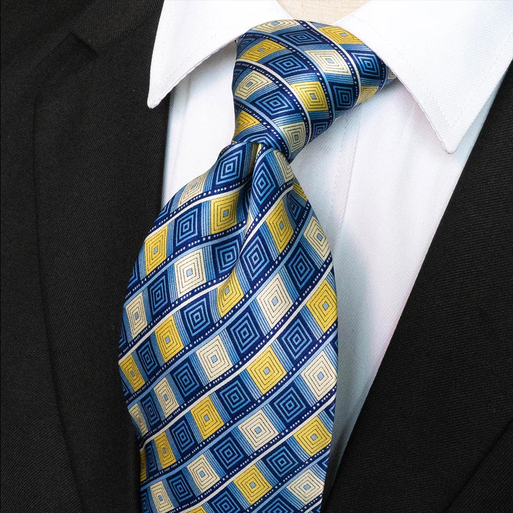 Cà vạt lụa nam họa tiết caro cổ điển thủ công