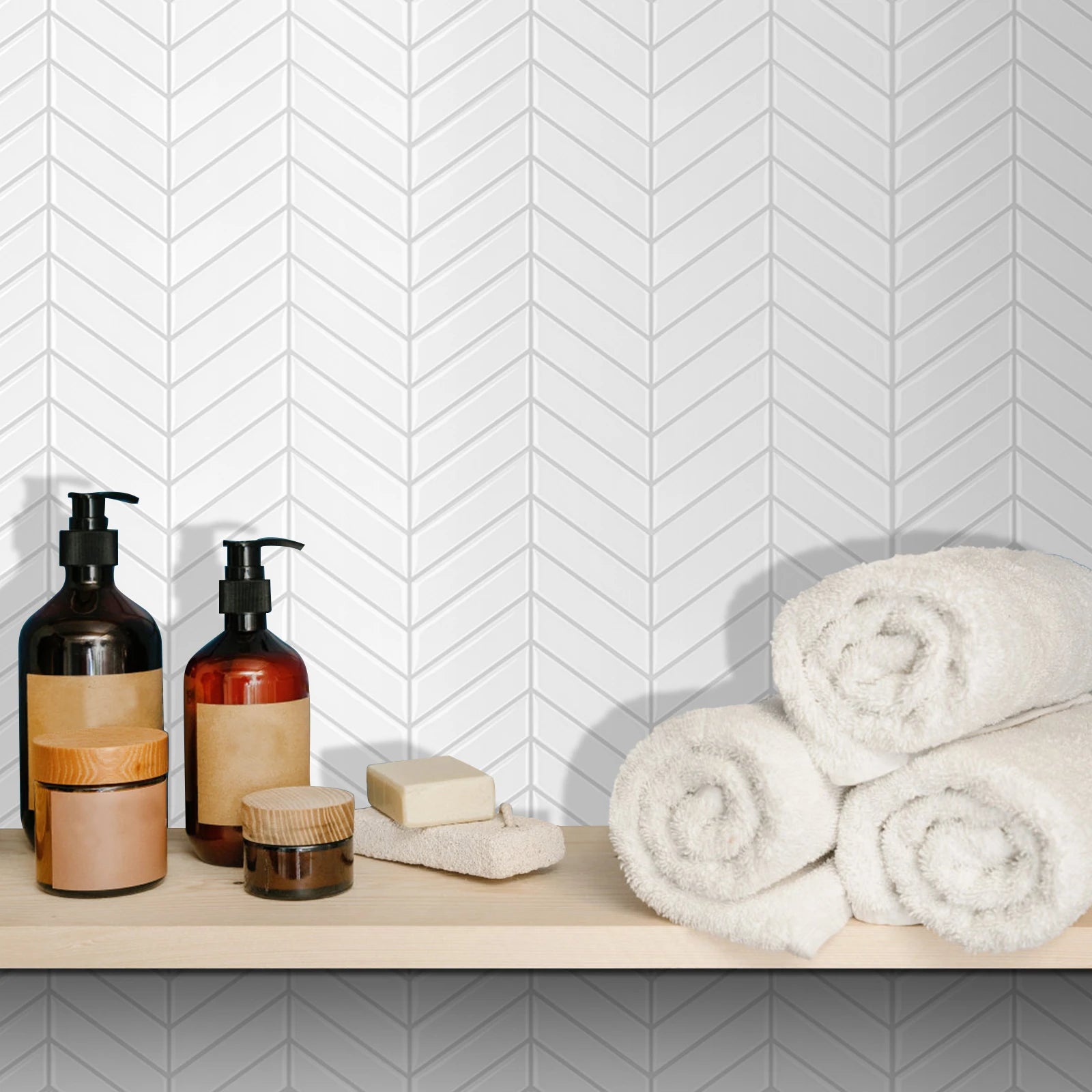 3D Black Herringbone Pattern Wall Sticker for Kitchen/Bathroom