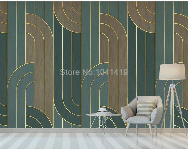 Photo Wallpaper Modern Geometric Abstract Golden Lines Texture Living Room Bedroom Background Wall Painting Papel De Parede 3 D