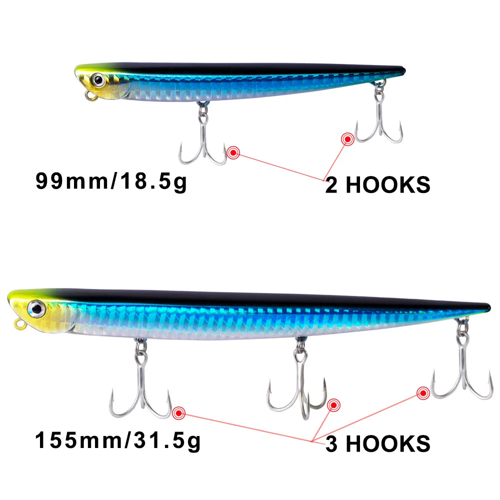 Hunthouse fishing lure pencil 99mm 18.5g 155mm 31.5g swimbait set ruf manic bait sinking origin hook for sea bass bluefish perch