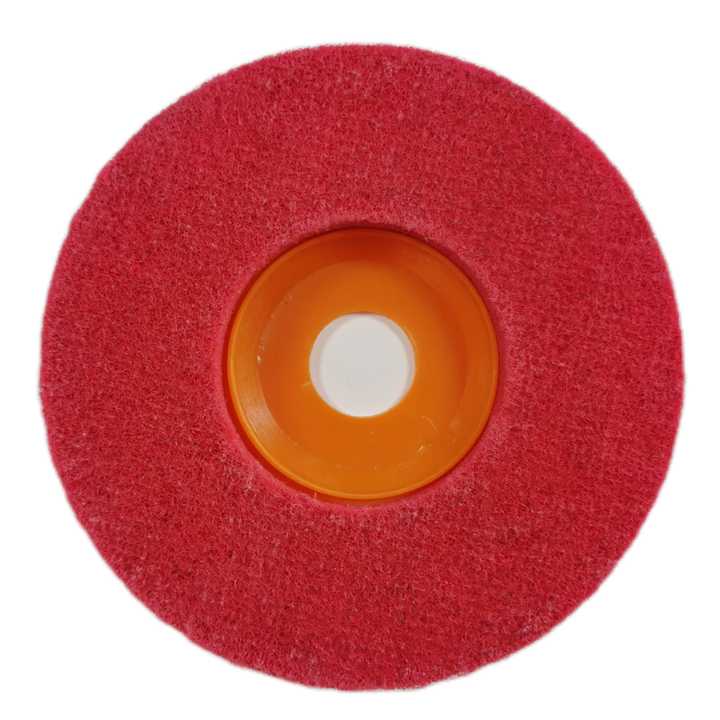 Red sponge disc 100/115mm, plastic back for final surface polishing, finishing wood, concrete, metal, stainless steel 