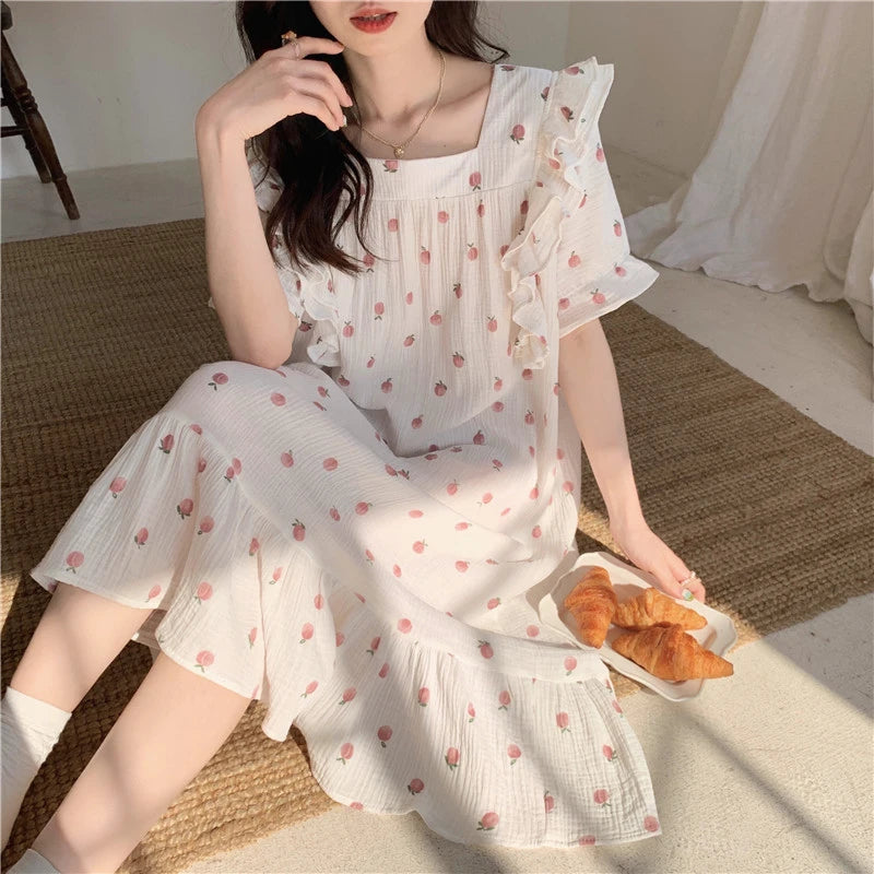 Cute Women's Short Sleeve Pajamas Summer Home Wear