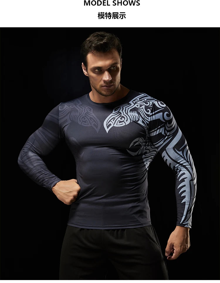 Men's Long Sleeve Bodycon Gym Sports T-Shirt