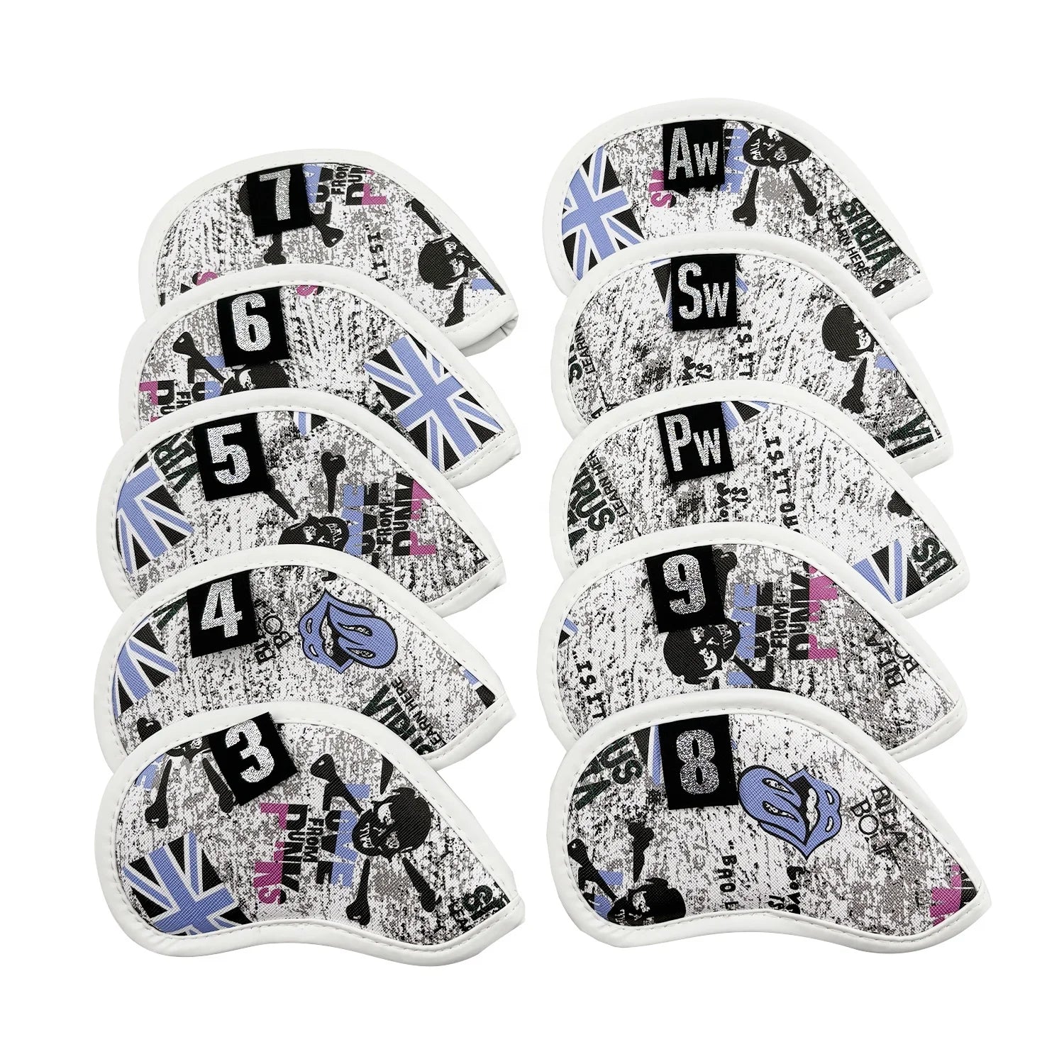 Luxury Custom Skull Embroidery Leather Golf Club Cover Set