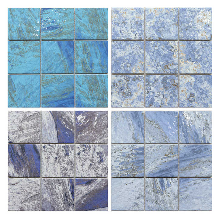 Modern hexagon square glossy ceramic swimming pool mosaic tiles villa bathroom kitchen exterior wall glass marble 