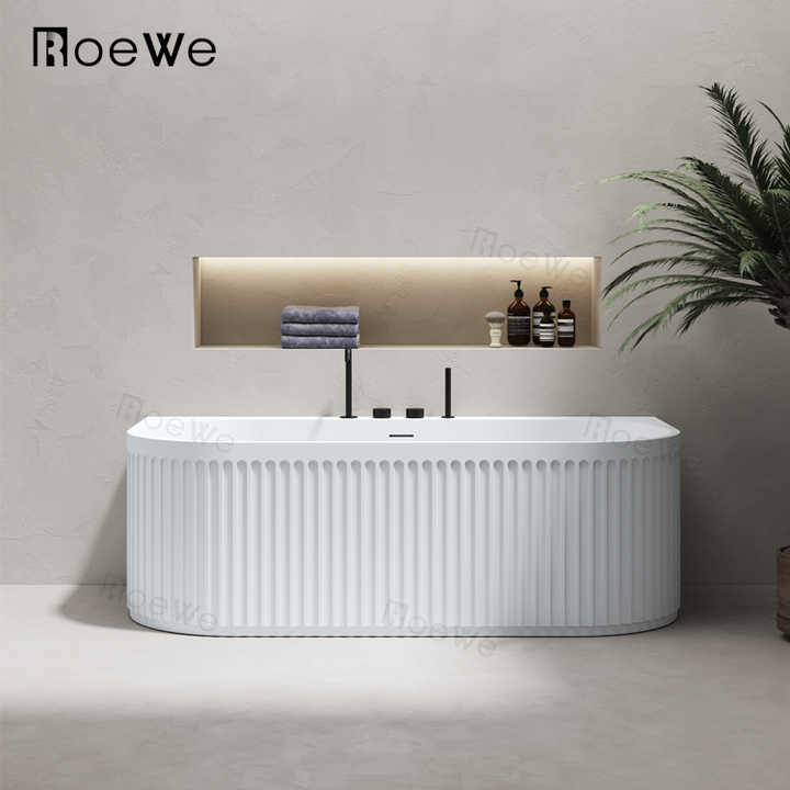 Latest Italian design luxury resin stone bathtub, high quality soft soaking bathtub in Poland on sale